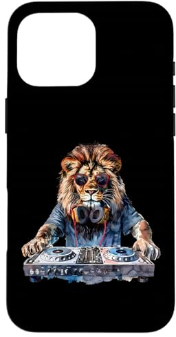 DJ Lion DJ Dance Party Music Tocadiscos Disco Jockey Animal Carcasa para iPhone 16 Pro MAX