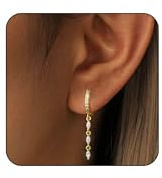 Lunvky 14K Gold Plated Dangle Earrings for Women Dainty Silver Drop Earring Trendy Long Dangling Wedding Bridesmaid Hoop Diamond Crystal Cute Earring Prom Jewelry Birthday Gifts