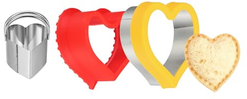sourcing map Sandwich Cutter and Sealer with Handle, Cute Cookie Cutters, Sandwich Maker Bread Decruster Lunch Accessories Heart Shape for Lunchbox DIY Cookie Lunch Bento Gift, Red/Yellow