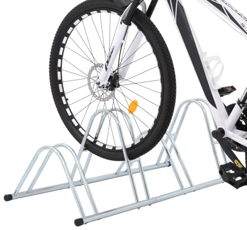 Genérico Soporte para 4 Bicicletas Suelo Independiente Acero galvanizado,Deportes,Actividades al Aire Libre,Ciclismo,Accesorios para Bicicletas,Bases y Soportes para almacenar Bicicletas,4005566