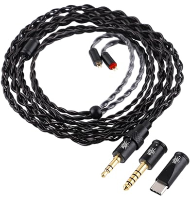 Linsoul Kiwi Ears x B_Media Terras Cavo IEM Modulare, 3,5/4,4/USB Tipo-C | Cavo In Rame Monocristallino 4N, 32AWG, Connettore 2 Pin Da 0,78mm Per Auricolari Cablati HiFi ZiiGAAT SIMGOT 1,25 m