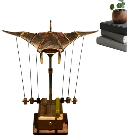 Autómata De Raya Manta De Madera Modelo Decorativo Marino Biológico | Escultura Artesanal De Raya Manta Para Hogar Oficina Estante De Televisión Mesita De