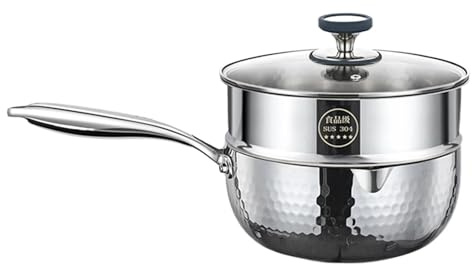 Rostfri Stålkastrull | Non-Stick Med Lock, Handtag Samt Hällpip,Gryta inklusive ånginsats - För stekning, sjudning, kokning, matlagning, för och, induktionskompatibel