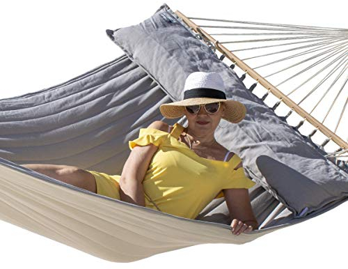 Unbekannt Lola Luxus Stab Hängematte gefüttert American Hammock Lifestyle, Silver Grey mit Kissen wetterfest