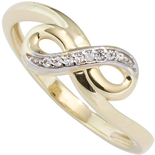 Jobo Damen-Ring Unendlichkeit aus 8 Karat 333 Gold Bicolor mit 8 Zirkonia Größe 58