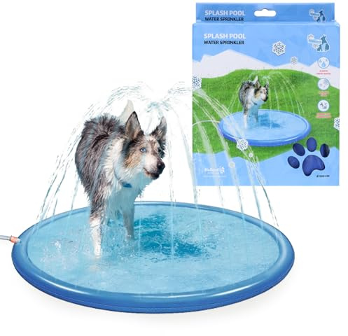 CoolPets Splash Pool Water Sprinkler - Wasserspielmatte - Kühlendes Hundespielzeug - Einfach an den Gartenschlauch anzuschließen - Blau