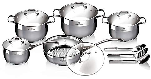 Ertex 13 TLG. Kochtopfset Induktion Pfannen-Set Topf-Set Edelstahl Töpfe Kochtopf Set (BL-3196)