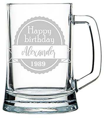 Chope de biere - personnalisation avec gravure, verre épais 1 kg (6) classique