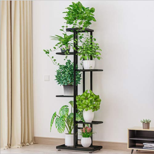 Étagère présentoir pour jardinière à 6 niveaux, étagères porte-plantes pour fleurs, support pour plantes en métal, organisateur pour balcon extérieur jardin (gris foncé)