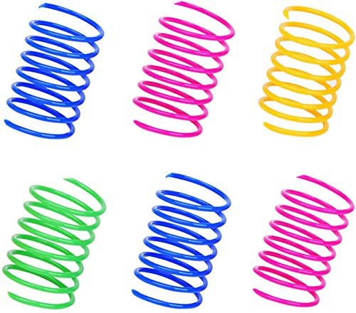 AIMICOCA Kattvårleksak, 60-pack färgglada interaktiva kattleksaker plastspole spiralfjädrar för swatting, biting, jakt och aktiv hälsosam lek (slumpmässig färg)