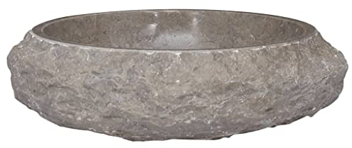 vidaXL Waschbecken Waschschale Aufsatzwaschbecken Waschtisch Waschplatz Handwaschbecken Naturstein Becken Badezimmer Grau Ø40x12cm Marmor