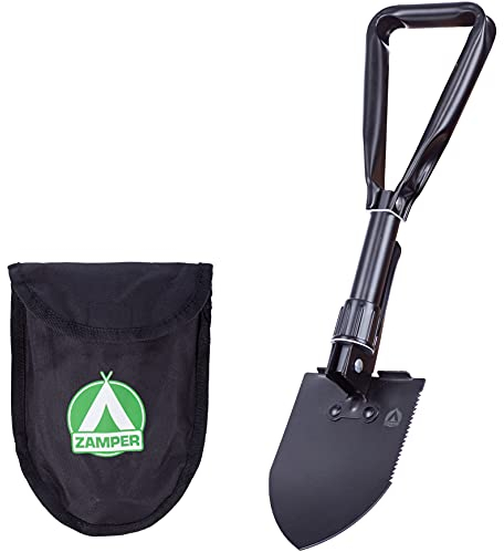 Zamper Klappspaten mit Tasche - Klappschaufel & Spaten für Outdoor Camping Survival Trekking - Tool & Werkzeug auch für Schnee