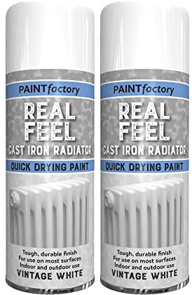Classic Signature - 2 x Real Feel Vintage White Radiator Spray 400ML Spray for Interior & Exterior Tough, Protect Against Rust Durable Finish
