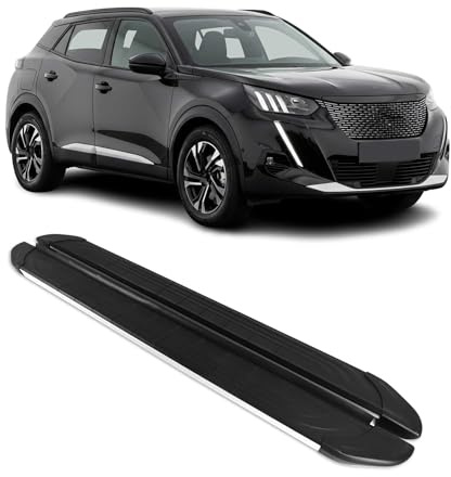 Marchepieds Latéraux pour Peugeot 2008 2019-2026 Aluminium Gris Noir 2Pcs