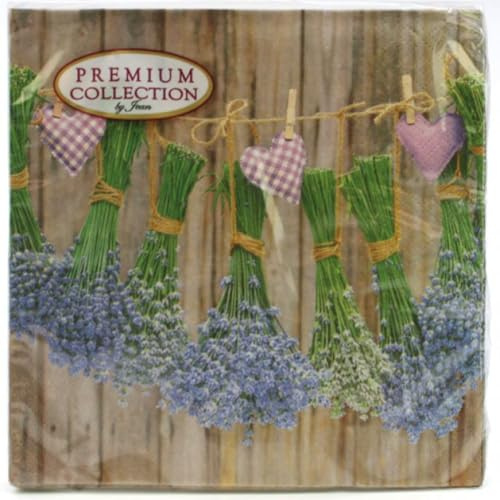 Premium Collection by Jean 20 Stück Servietten Sommerblumen Lavendel Blumen, 33cm x 33cm