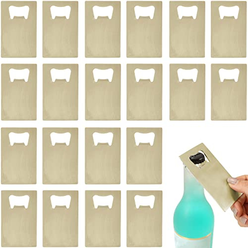 TOPTIE 50 PCS Credit Card Bottle Opener, Stainless Steel Golden Beer Openers for Your Wallet, Party & Wedding Favors