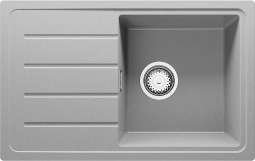 PRIMAGRAN Evier Cuisine en Granit Gris - Copenhague Easy, 70x44cm
