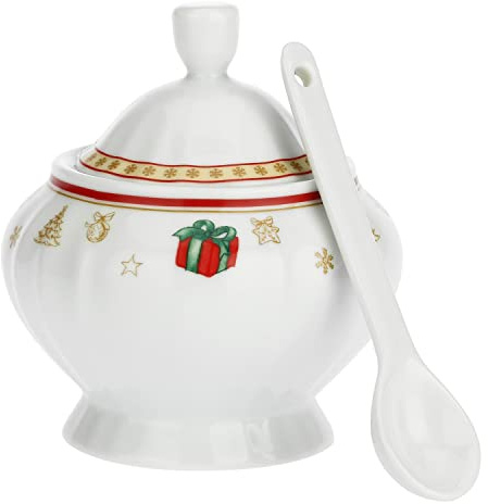 LA PORCELLANA Weiss - Zuckerdose mit Löffel Christmas Edition