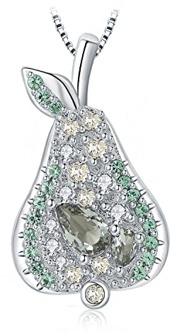 JewelryPalace Yali Birne Tropfenschliff Grün Spinell Ketten Anhänger 45CM, Kette Green Zirkonia Stein Schmuck Set, Halskette Damen Silber 925 Collier Damen, Kette Schmuck Mädchen Geschenk für Frauen