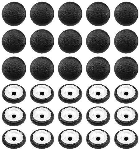 Woogim Knöpfe mit Kunstlederbezug zum Nähen, für Sofa-Dekoration, Basteln, 30 Stück, schwarz, 11,5 mm