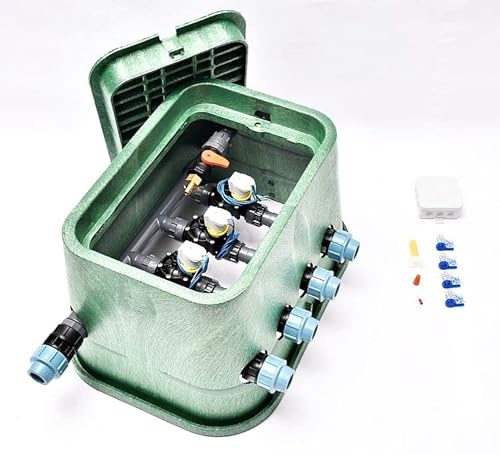 Plug&Rain Ventilbox mit 4 RPE Gleichstrom Magnetventilen (4 Zonen) für 25 mm PE-Rohr Bewässerung, 24V DC Expert