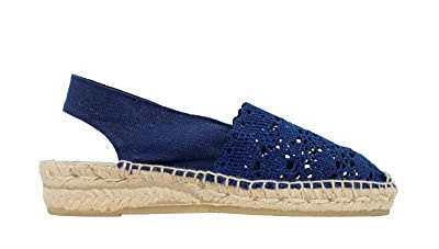ALPARGATUS Espadrilles au crochet avec talon bas, fabriquées à la main en Espagne, bleu, 39 EU