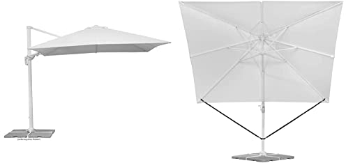 Schneider Sonnenschirm Rhodos Twist Bianco, weiß & Windsicherung für Ampelschirme, 313-00, schwarzes Polyesterband, 0.09 kg