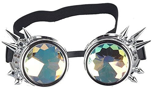 Kaleidoskop Steampunk Schutzbrille Rave -Brille Regenbogenkristallglaslinse Für Frauen Männer Für Halloween Festival Party Cosplay Accessoires