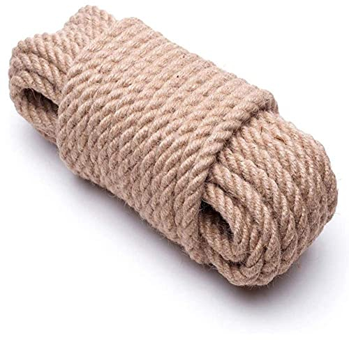 Natürliches Juteseil, 50 m, Gartenschnur, Hanfseil, Juteschnur, Schnur, Sackleinenseil für nautische Landschaftsgestaltung, Geländer, Hängematte, Braun (Braun, 10 mm)