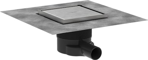 hansgrohe Komplettset Punktablauf RainDrain Brilliance, Bodenablauf Dusche 15 x 15cm, rückseitig befliesbar, Edelstahl gebürstet