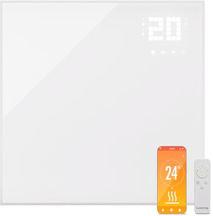 Klarstein Radiateurs Chauffage Radiant Electrique IP24, Chauffage Salle de Bain Infrarouge Intelligent WiFi et App, Radiateur Electrique Mural 360W, Heater avec Détection Fenêtre Ouverte, Thermostat