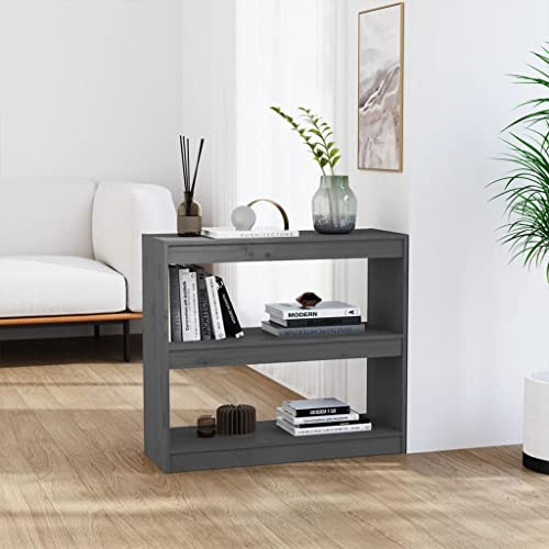 MNISDFL Regale für wände Bücherregal Wand Bücherregal Raumteiler Grau 80x30x71,5 cm Massivholz Kiefer