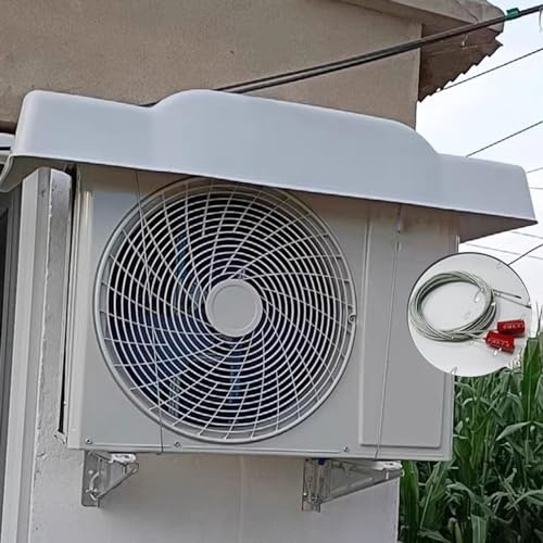 LeaHy Große Kondensatorabdeckung für Wechselstromeinheit, Außenfenster Wechselstromeinheiten Markise Baldachin für Mini-Split-Wärmepumpe/Kondensator/Kompressor (Farbe: Weiß, Größe: 110 x 47 x 17 cm)