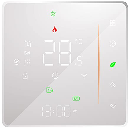 Ailgely Fußbodenheizung Thermostat WiFi Wasser Heizung Warmwasser 5A, Wöchentlich Programmierbar Temperaturregler mit App-Steuerung Kompatibel mit TUYA/Alexa/Google Home（weiß）