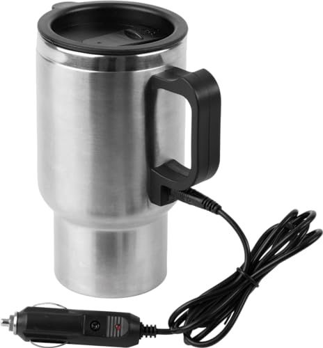 C.A.O. - Mug Isotherme 12V 0,50 litres en INOX + PP - Hauteur 15,5 cm - Diamètre ø 6,8 cm (Base) ø 8,6 cm (Haut)