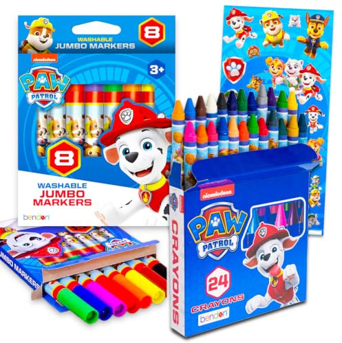 Paw Patrol Malset – Bündel mit 8 Markern und 16 Buntstiften zum Ausmalen, Basteln, Zeichnen und mehr, Paw Patrol Schulbedarf für Kinder
