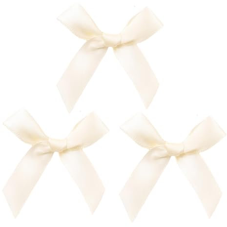 100 Stück 6x6.5cm Satinband Schleifen,Satin Band Deko Schleifen Fertigschleife Geschenkschleifen für DIY Handwerk Hochzeit Weihnachten Valentinstag Deko Karte Herstellung von Verzierungen,Beige