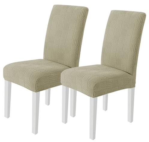 Ystyle Fundas Sillas De Comedor Pack 2, Fundas Sillas Ajustables, Fundas para Sillas Elástico, Cubre Funda Protectora Sillas Lavables para Comedor Hotel Banquete de Boda Decoración, Caqui