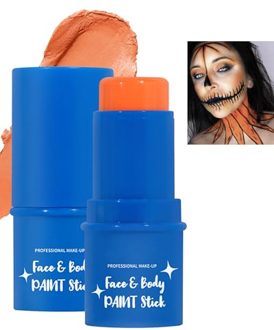 Pintura Facial en Barra, Maquillaje Facial No Tóxico de Alta Pigmentación, Face & Body Painting Stick, Pinturas Cara y Corporales para Maquillaje de Halloween Fiesta Cosplay Teatro Carnaval-02 Naranja