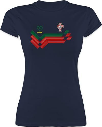 Shirt Damen - Fußball WM - Portugal Fanartikel EM | Portugal Wappen - S - Navy Blau - eu Fussball Tshirt Europa 2024 zur fußball-Weltmeisterschaft t Europameisterschaft t-Shirt fu Ball t-Shirts