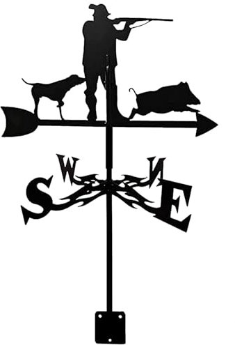Wetterfahne aus Metall, Wetterfahne für den Außenbereich, Eisen, Edelstahl, Hof, Garten, Eisen, Wetterfahne, Windrichtungsanzeige, Windmesswerkzeug (Jäger und Tiere)