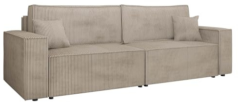 Mirjan24 Schlafsofa mit 2 Bettkasten Kobaro Cord, Couch mit Schlaffunktion, 3 Sitzer Sofa, Bettsofa Polstersofa Couchgarnitur (Poso 02)