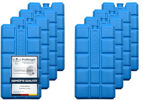 VonBueren 2-24 Kühlakkus für Kühltasche, je Kühlakku ca. 200 g, 12h Kühlung | Kühlakkus groß, ca. 8,1 x 15,2 x 2,2 cm, auch als Kühlelemente für Kühltasche und Kühlbox geeignet