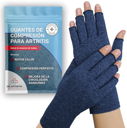 Dr. Arthritis Essentials Open-Fingertip Arthritis Gloves, Compression Gloves Ideal as Raynauds Gloves, Hand Brace for Arthritis (Navy, Medium)