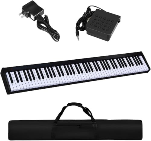 GOPLUS Piano Digital 88 Teclas Portátil, Piano Electrónico Teclado con Función MIDI Bluetooth, 128 Tonos, 128 Ritmos, Pedal y Bolsa de Transporte, Piano Multifuncional para Niños y Principiantes