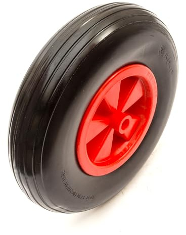 3.50-6 Wheel & PU Solid Tyre 13 Inch Flat Free 16mm Bore Axle Suitable For Wheelbarrow Barrow Garden Cart
