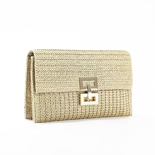 Healeved Beige Woven Clutch Bag Women S Braided Straw Handbag Lightweight Phone Purse for Casual Party Wedding