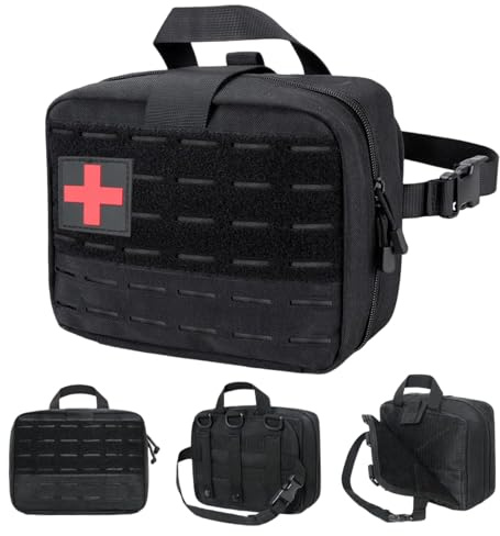 Sac de premiers soins, sac médical 9x7x3 pouces avec poignée et multi-compartiments et boucles, traumato-cartouche de premiers soins, organisateur en médecine en nylon pour la maison, voyager, extér