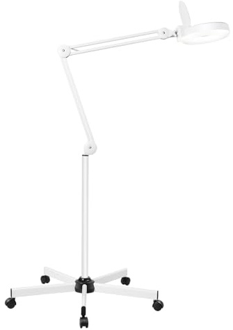 24 W lámpara lupa LED 8 X lámpara de trabajo cosmética rodante en pie para estudio de belleza con ruedas y brazo ajustable para bordadoras dentistas ortopédicas