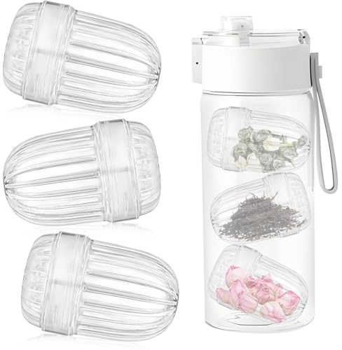 3Pcs Tea Filter Balls with Cover, Water Bottle Transparent Accessories with Fruit Infuser, Compatible with Stanley/Hydro Flask Wide Mouth Bottles Suitable for Drinking Tea Coffee Fruit
